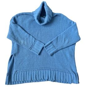 aerie Sky Blue Chenille Cowl Neck Oversized Sweater Size Small
